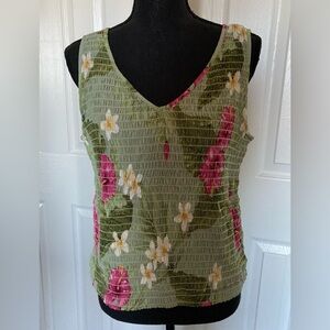 Kaua’iana Hawaiian Olive Floral Sleeveless Tank Top